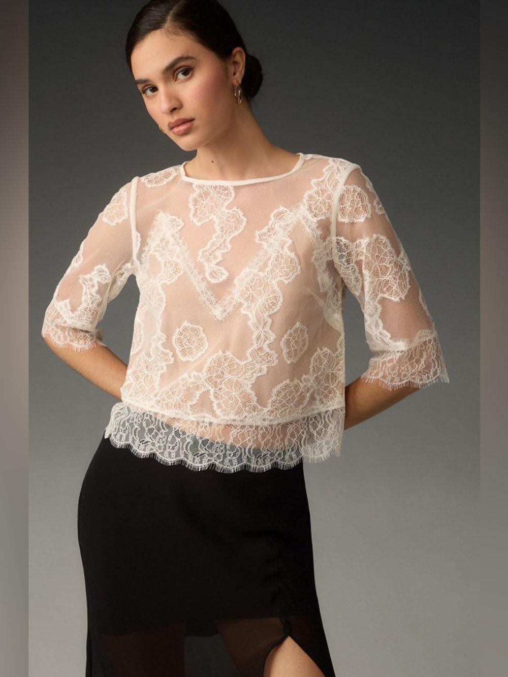 New By Anthropologie Lace Illusion Top Size XXs